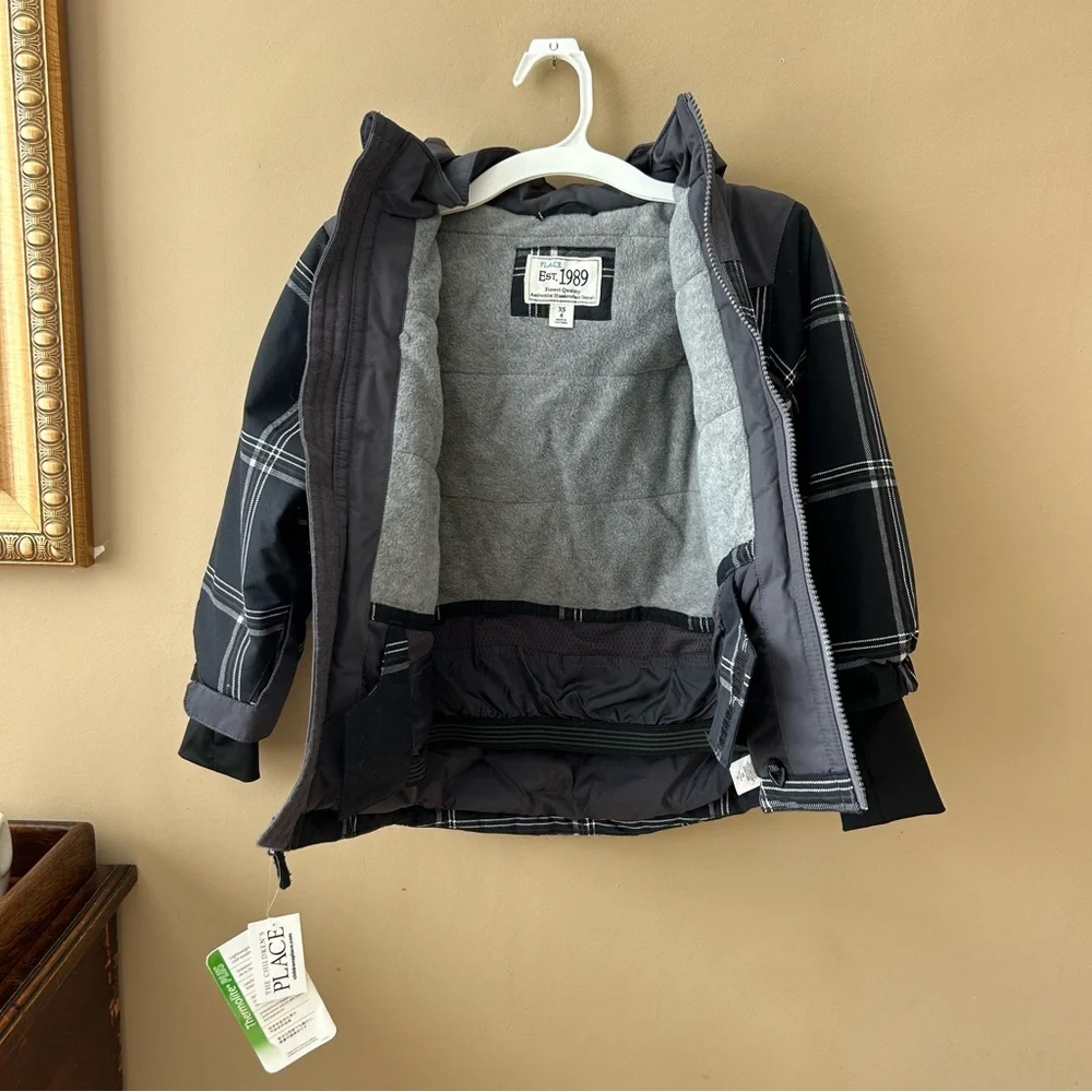 The Children's Place Thermolite Plus Plaid Winter Jacket Coat Size XS 4 NWT